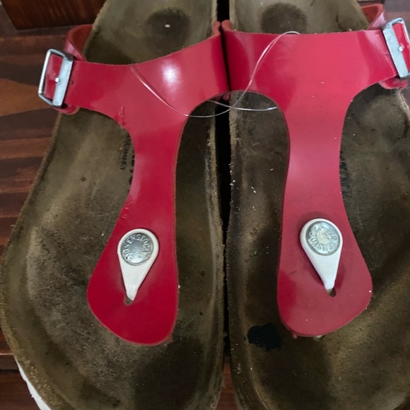 BIRKENSTOCK GIZEH 2025 TANGO RED PATENT Birko Flor T Strap Thong Sandal Sz 42/11 - Picture 4 of 11